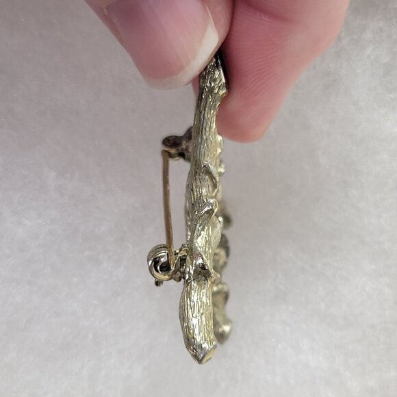 Sarah Coventry Silver-Tone "M" Branch-Style Nature-Inspired Design Brooch Pin - Picture 5 of 7